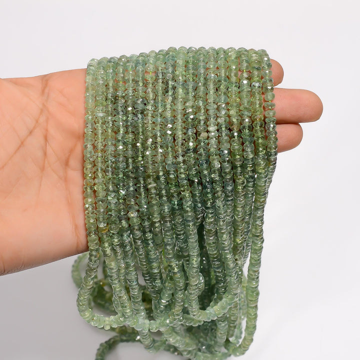 mint green kyanite natural gemstone rondelle shape faceted