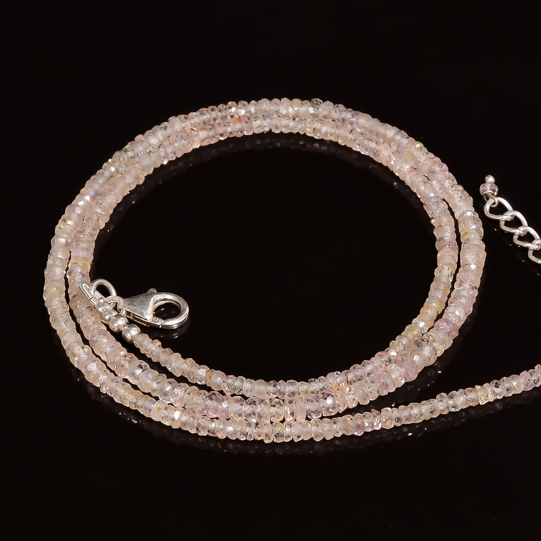 sapphire natural gemstone rondelle shape faceted beads necklace