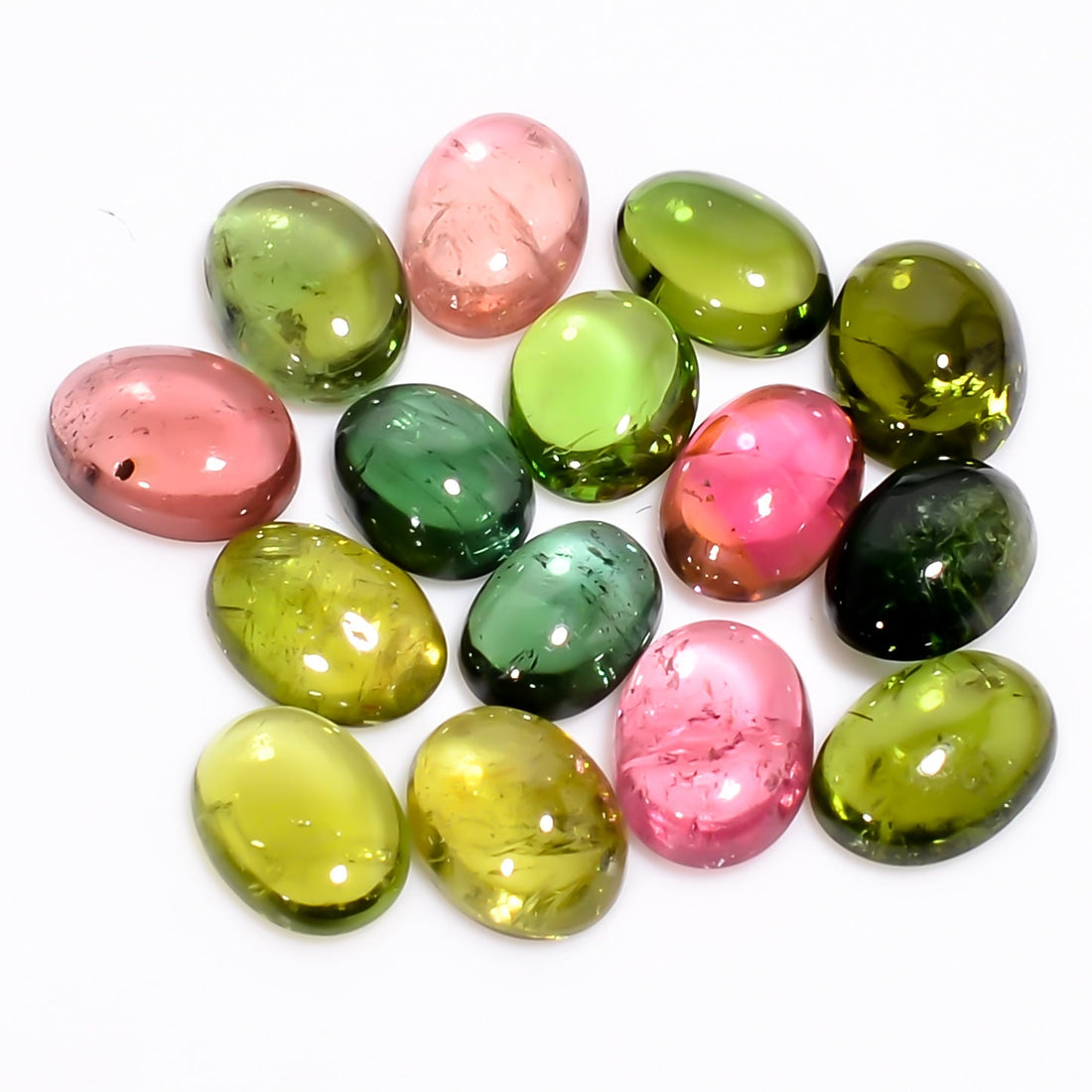 multi tourmaline oval shape cabochon loose gemstone 15 pcs lot