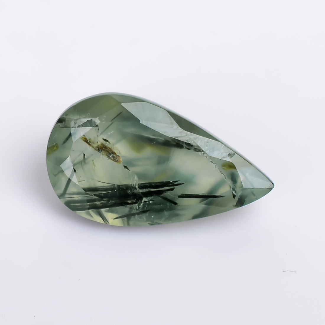 prehnite with epidote natural pear shape cut stone loose gemstone