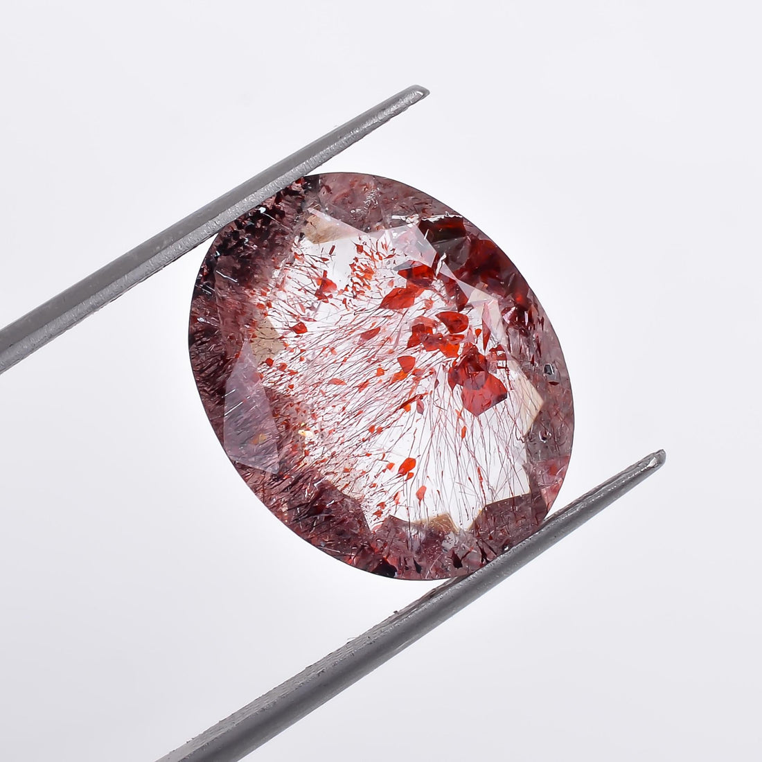 natural elestial quartz oval shape cut stone loose gemstone