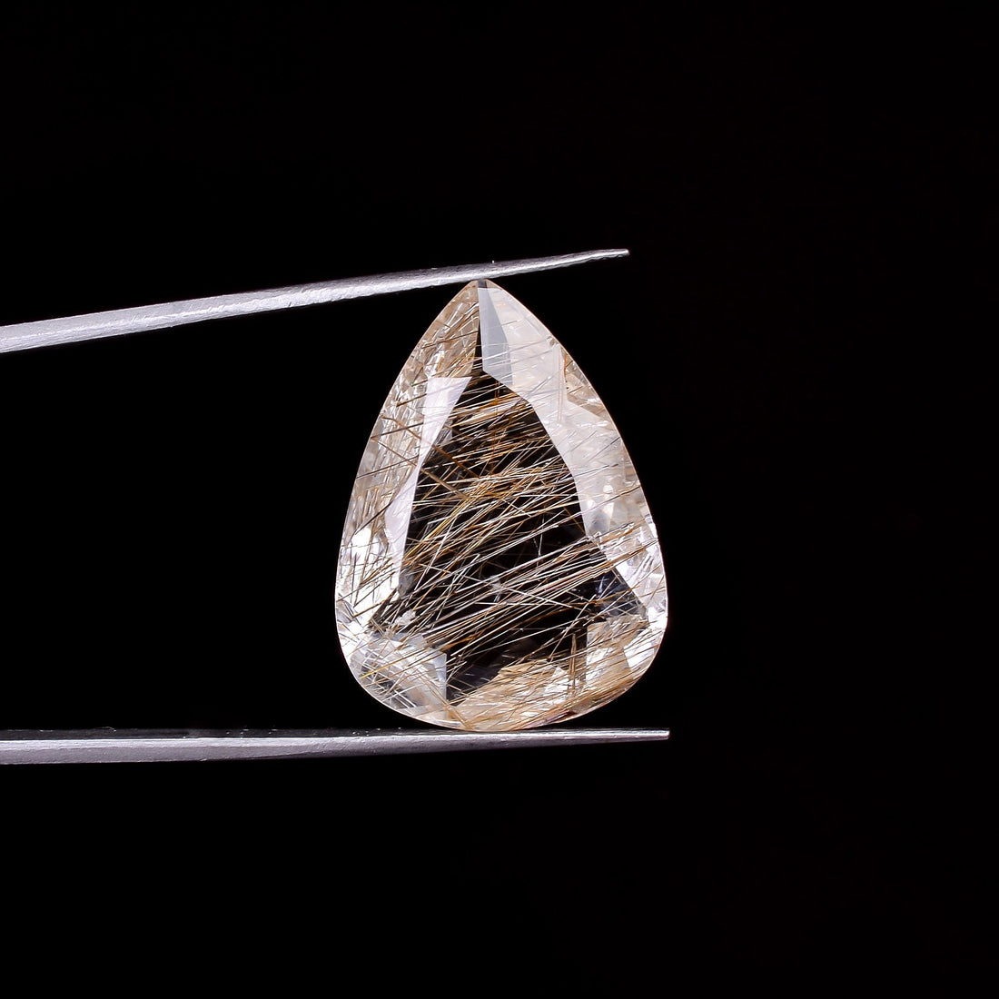 golden rutile quartz pear shape cut stone loose gemstone