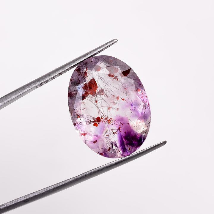 natural elestial quartz oval shape cut stone loose gemstone