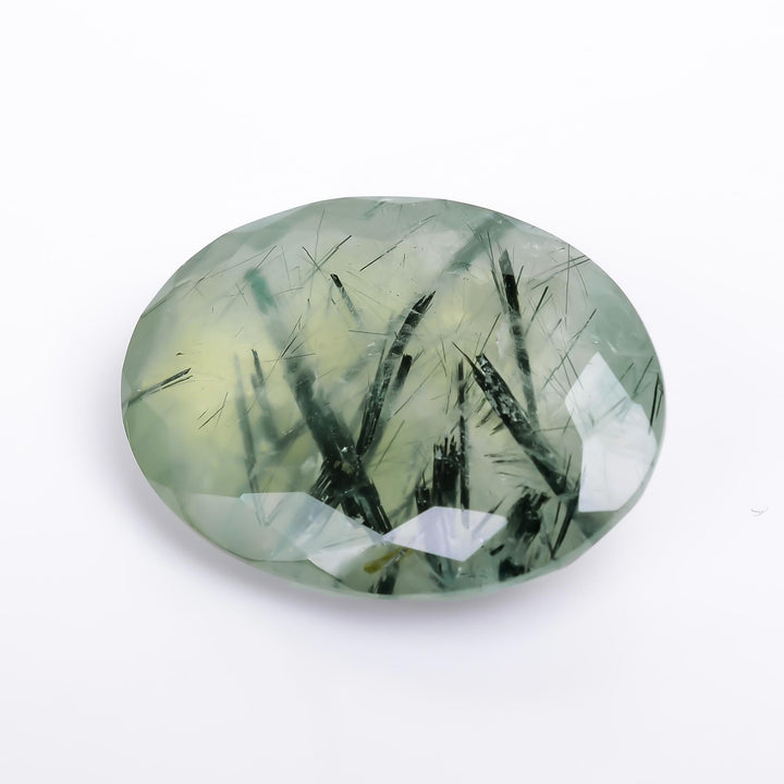 prehnite with epidote natural oval shape cut stone loose gemstone