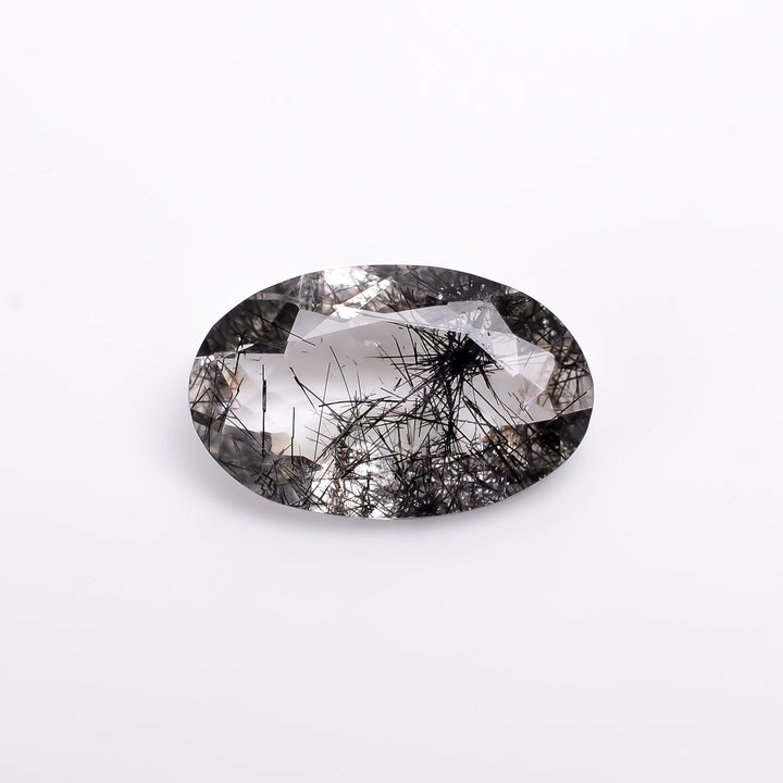 black rutile natural quartz oval shape cut stone loose gemstone