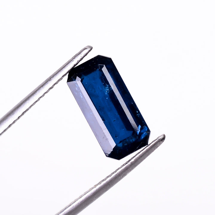 natural dark blue kyanite radiant shape cut stone loose gemstone