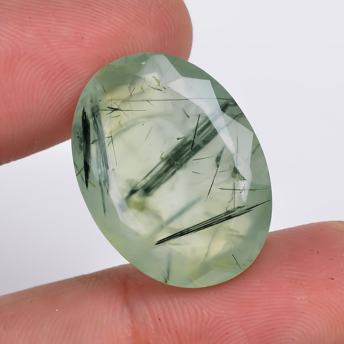 prehnite with epidote natural oval shape cut stone loose gemstone