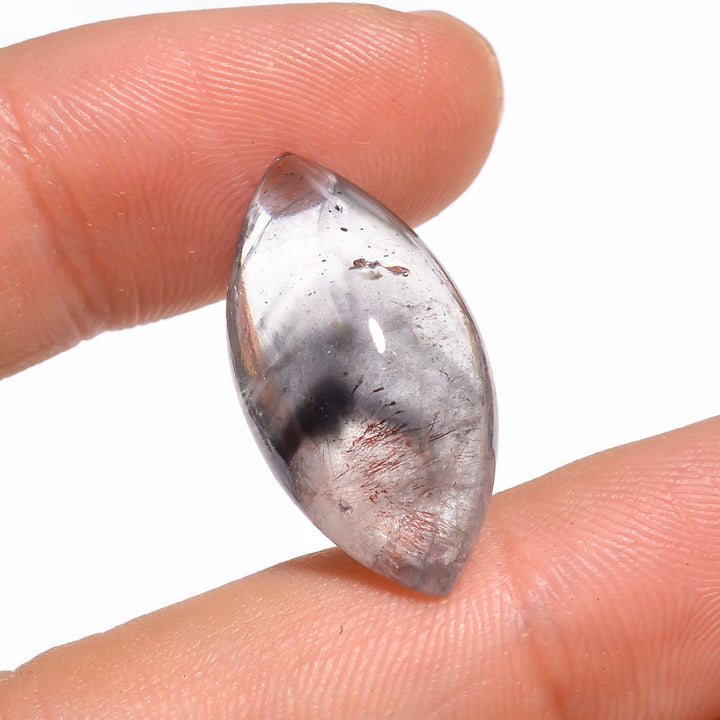 natural galena in quartz super seven elestial quartz marquise shape cabochon loose gemstone