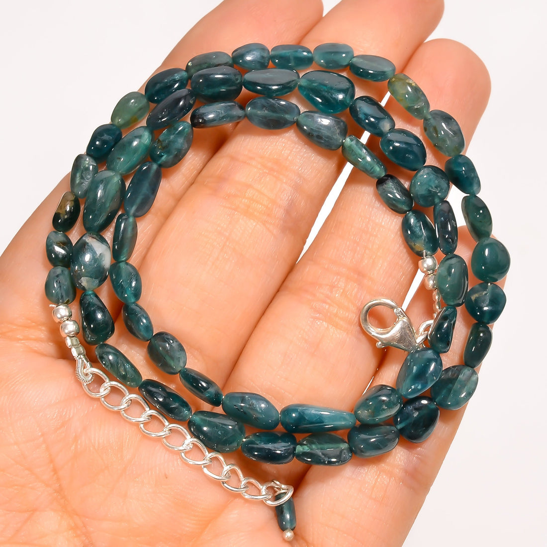 grandidierite natural tumbled shape smooth gemstone necklace