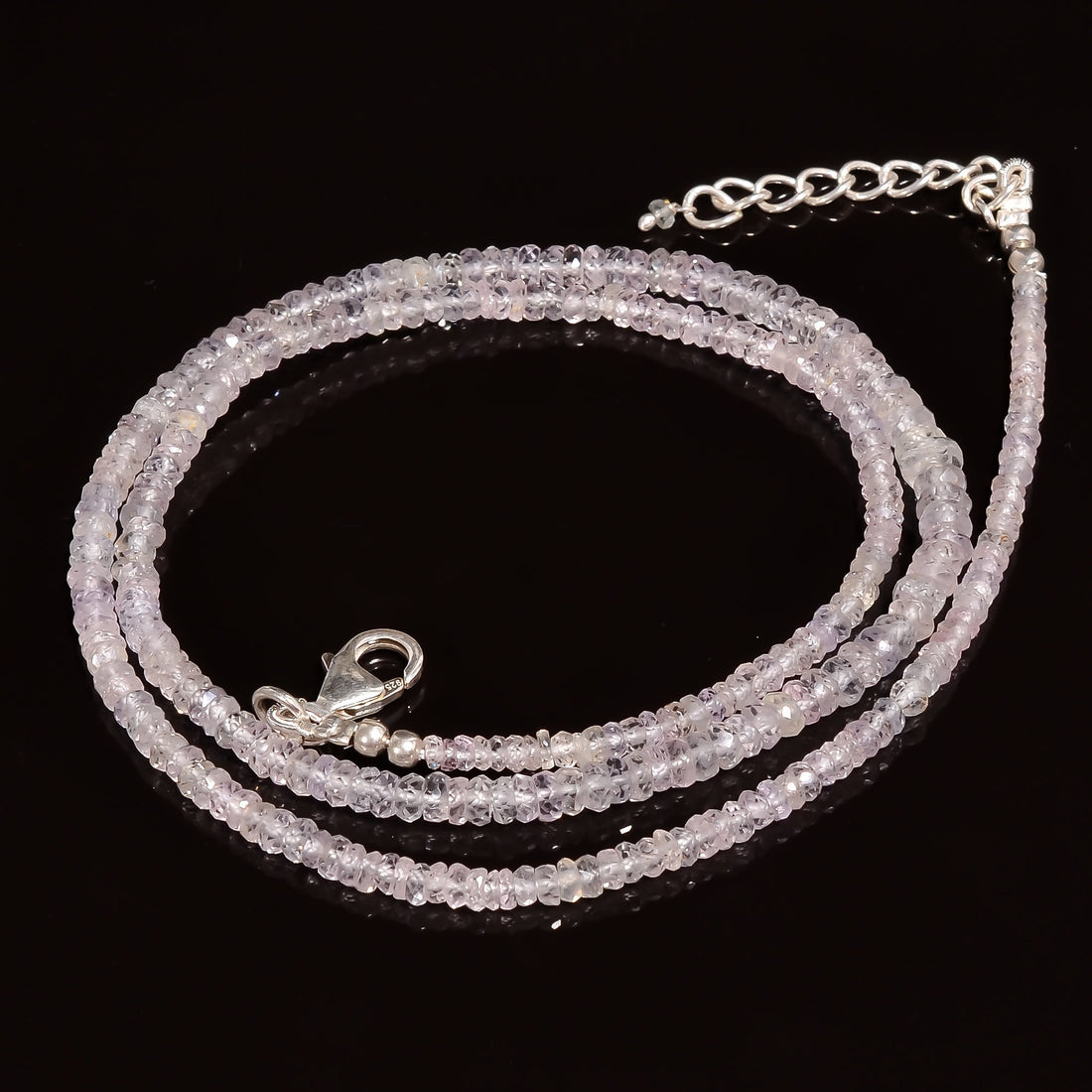 sapphire natural gemstone rondelle shape faceted beads necklace