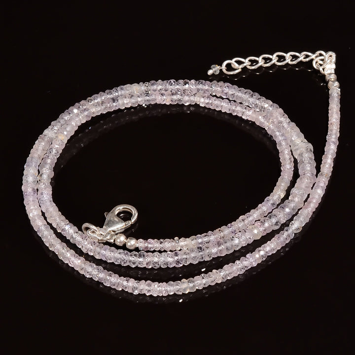 sapphire natural gemstone rondelle shape faceted beads necklace