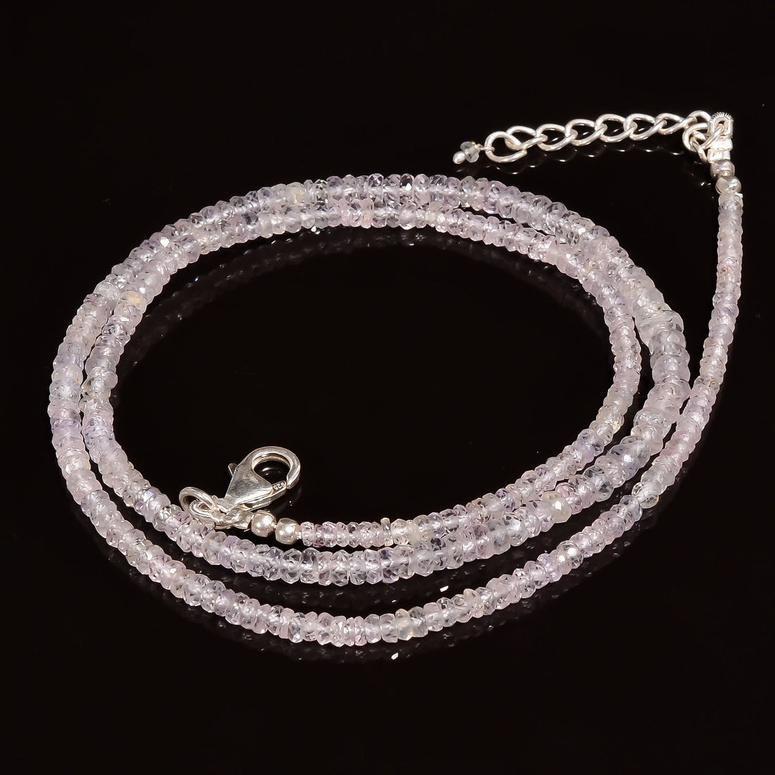 sapphire natural gemstone rondelle shape faceted beads necklace