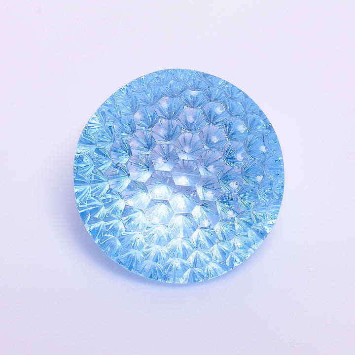 natural blue topaz round shape fantasy cut loose gemstone
