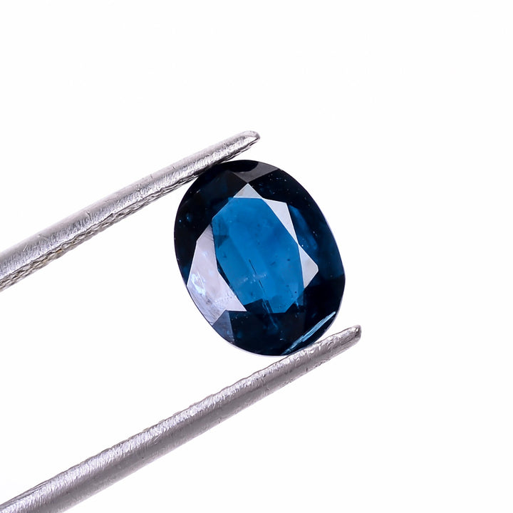 natural dark blue kyanite oval shape cut stone loose gemstone