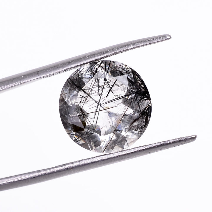 black rutile natural quartz round shape cut stone loose gemstone