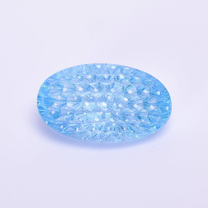 natural blue topaz oval shape fantasy cut loose gemstone