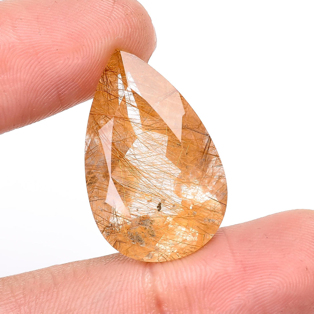 golden rutile quartz natural pear shape cut stone loose gemstone