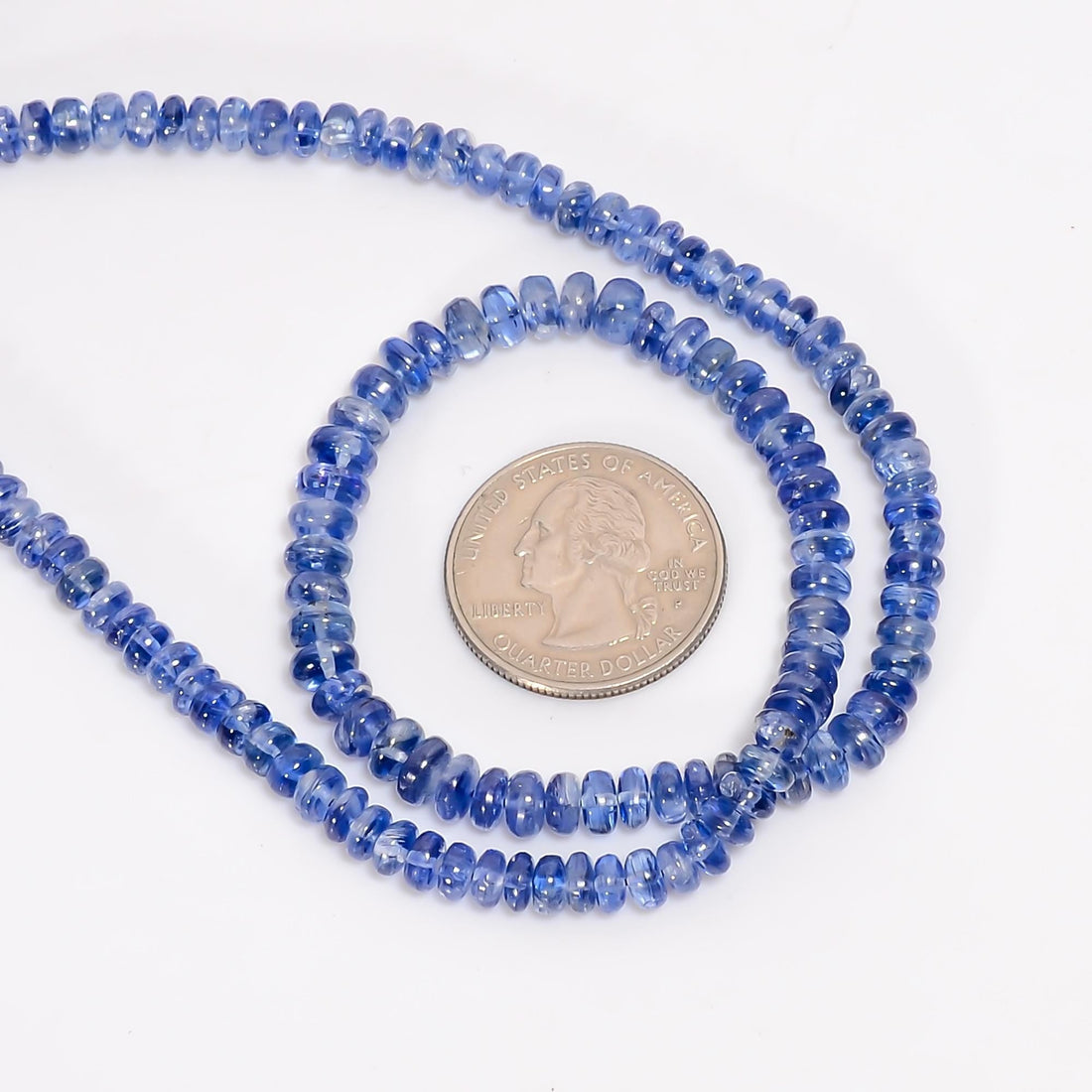 blue kyanite natural gemstone rondelle shape smooth 6 lines strand 16 beads 4x4 8x8 mm 782 ct yn 540