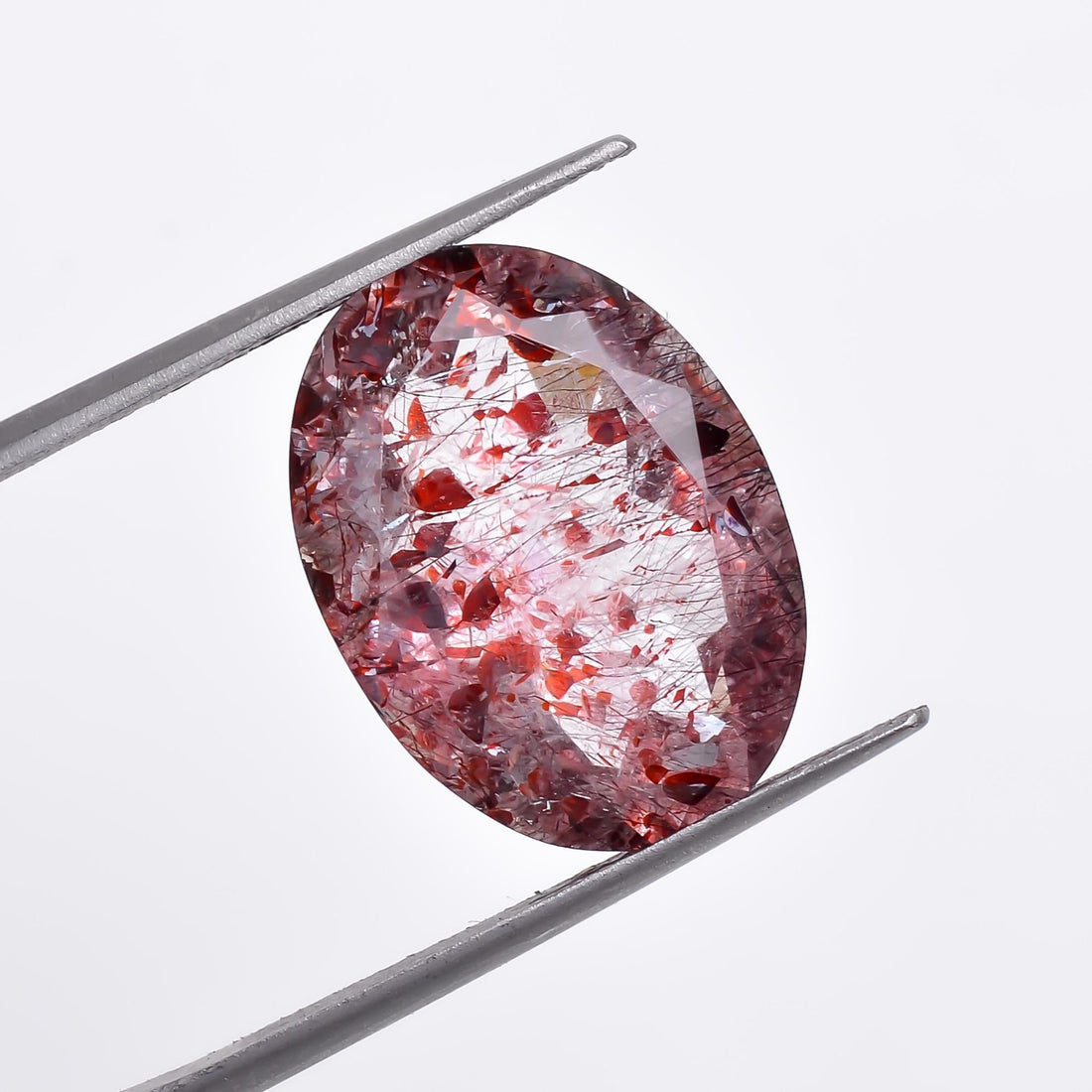 natural elestial quartz oval shape cut stone loose gemstone