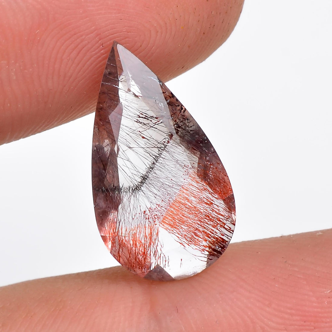 natural elestial quartz pear shape cut stone loose gemstone