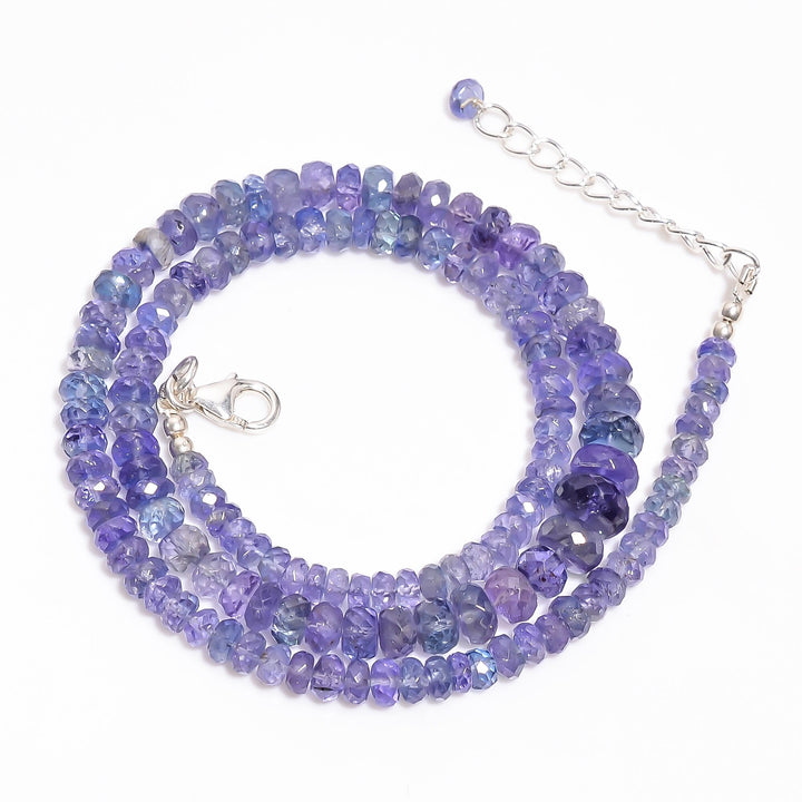 tanzanite natural gemstone rondelle shape faceted necklace 17 19 beads 4x4 8x8 mm 118 ct yn 403