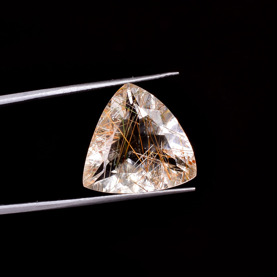 golden rutile quartz trillion shape cut stone loose gemstone