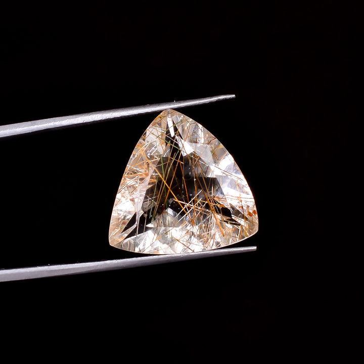 golden rutile quartz trillion shape cut stone loose gemstone