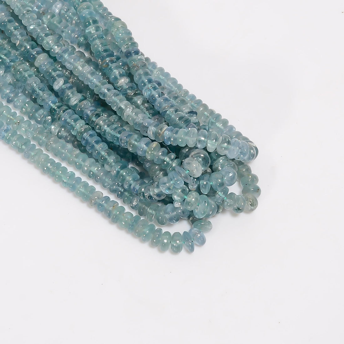 aqua shade kyanite natural gemstone rondelle shape smooth 7 lines strand 16 beads 4x4 7x7 mm 942 5 ct yn 537