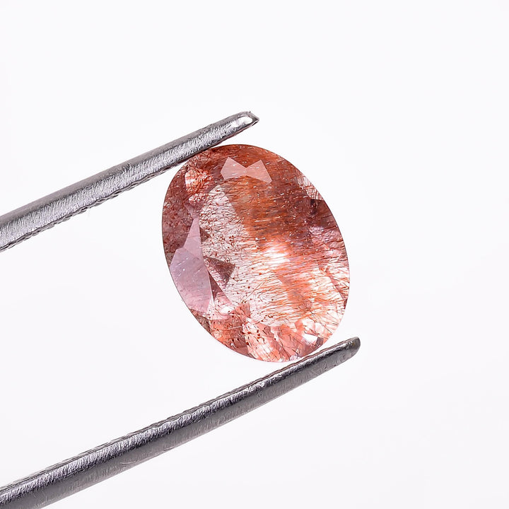 elestial quartz with lepidocrocites natural oval shape cut stone loose gemstone