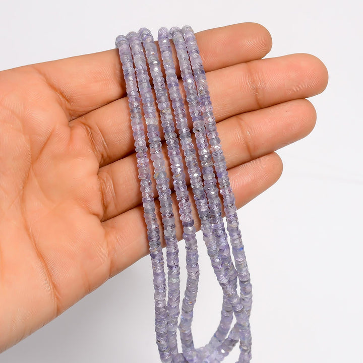 lavender sapphire natural gemstone rondelle shape faceted 3 lines strand 18 beads 3x3x2 mm 209 5 ct yn 491