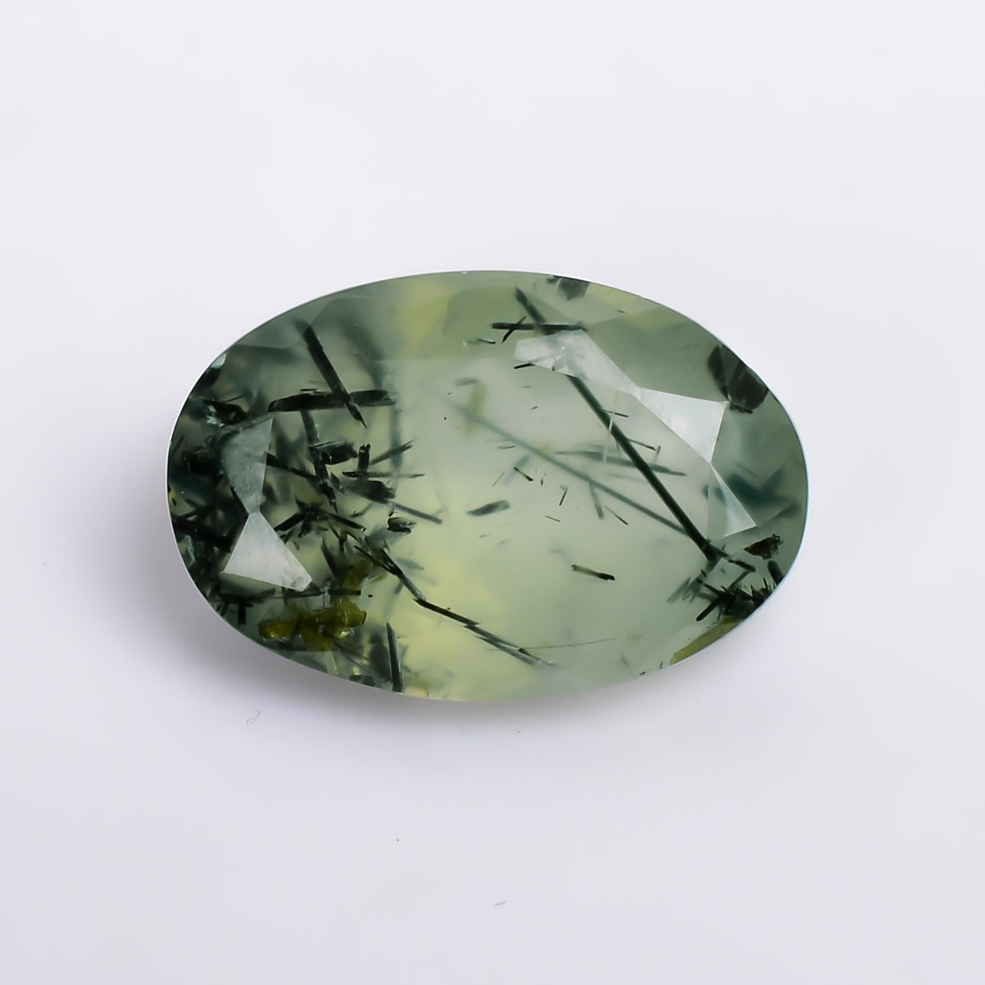 prehnite with epidote natural oval shape cut stone loose gemstone