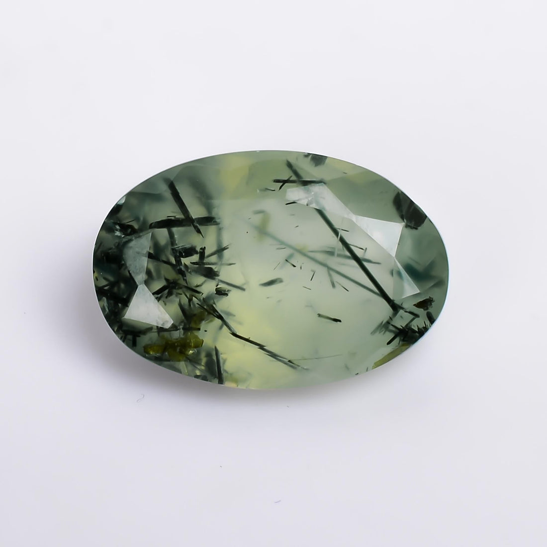 prehnite with epidote natural oval shape cut stone loose gemstone