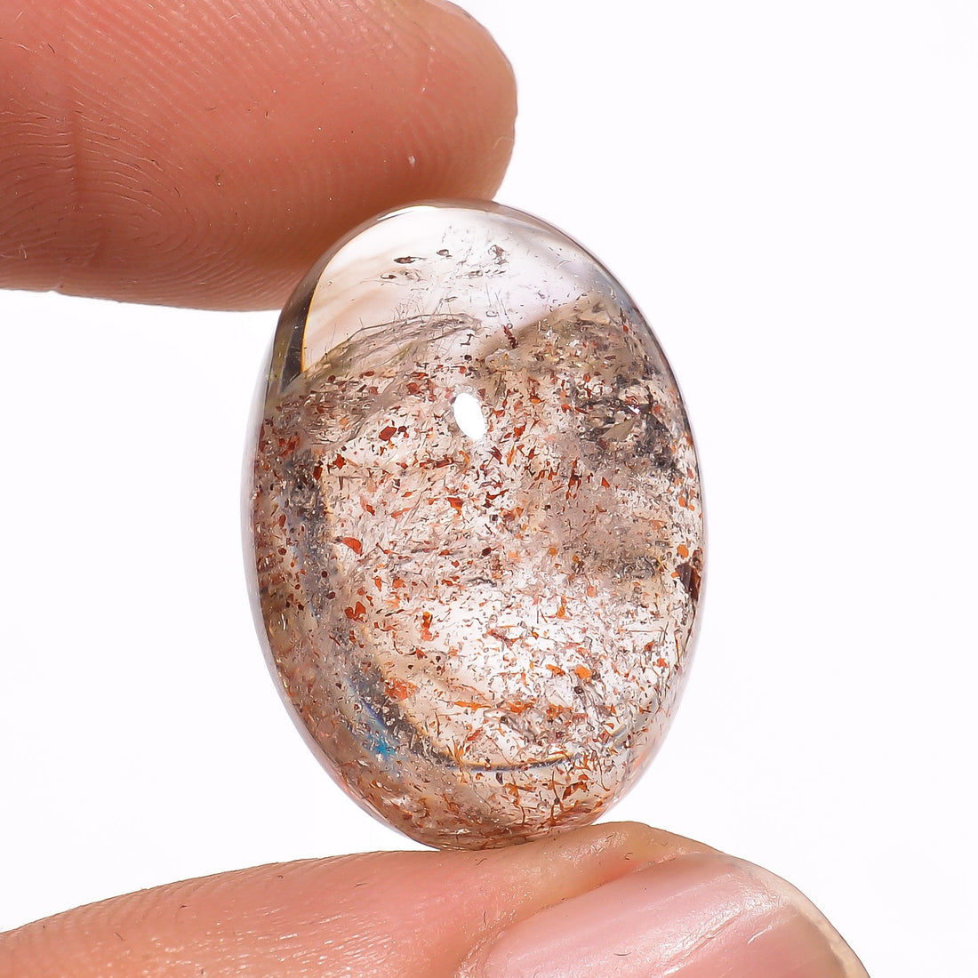 elestial quartz with many natural inclusion super seven oval shape cabochon loose gemstone 19 5 ct 20x14x9 mm y 2458