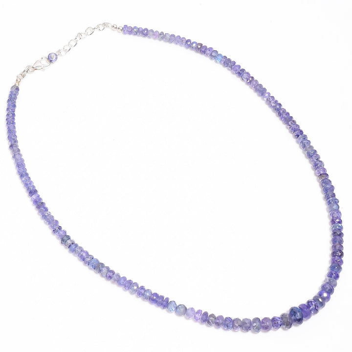 tanzanite natural gemstone rondelle shape faceted necklace 17 19 beads 4x4 8x8 mm 118 ct yn 403