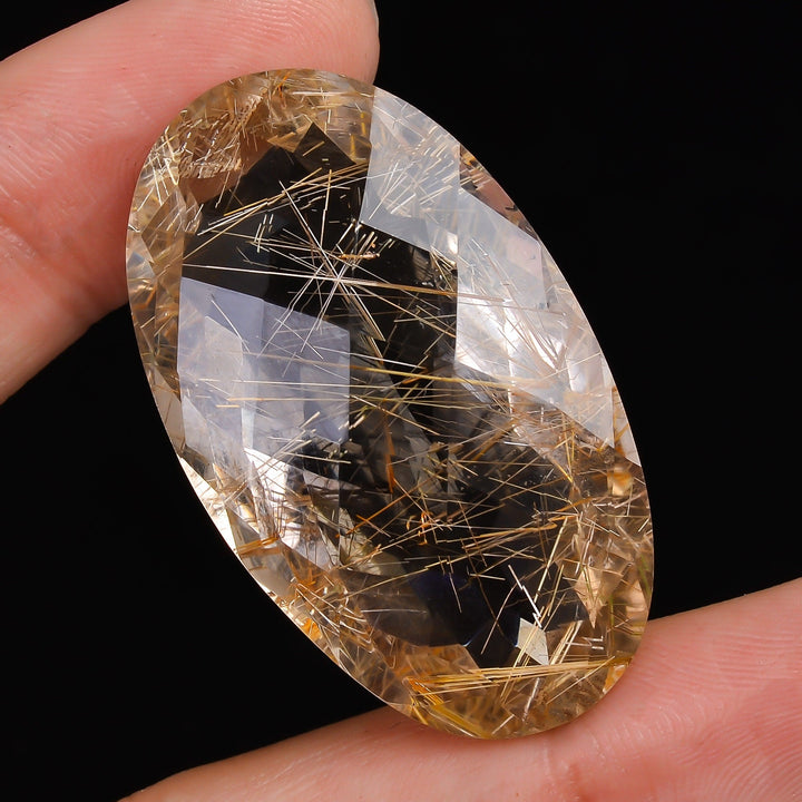 golden rutile quartz oval shape cut stone natural loose gemstone
