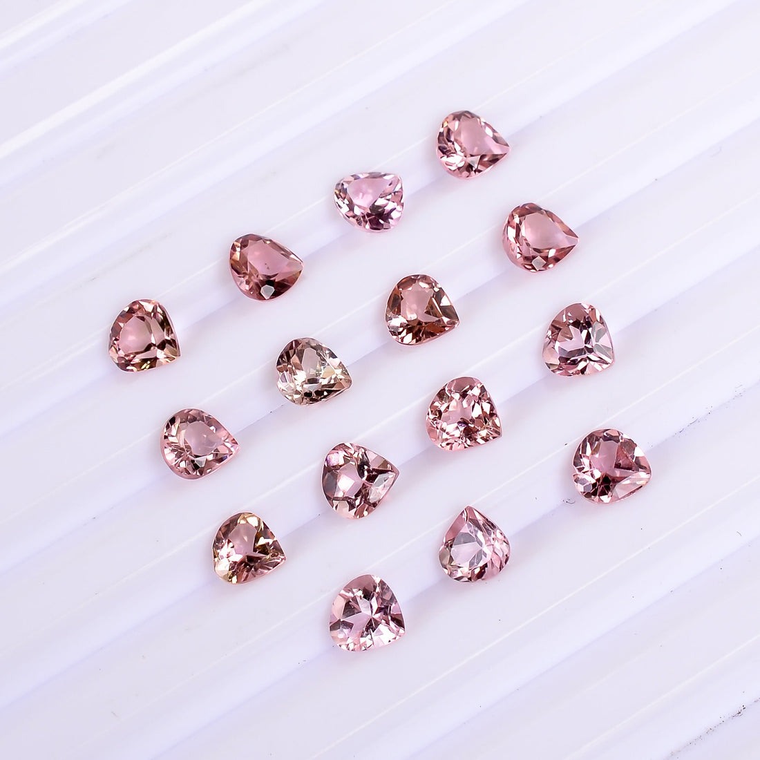 pink tourmaline heart shape cut stone natural loose gemstone 15 pcs