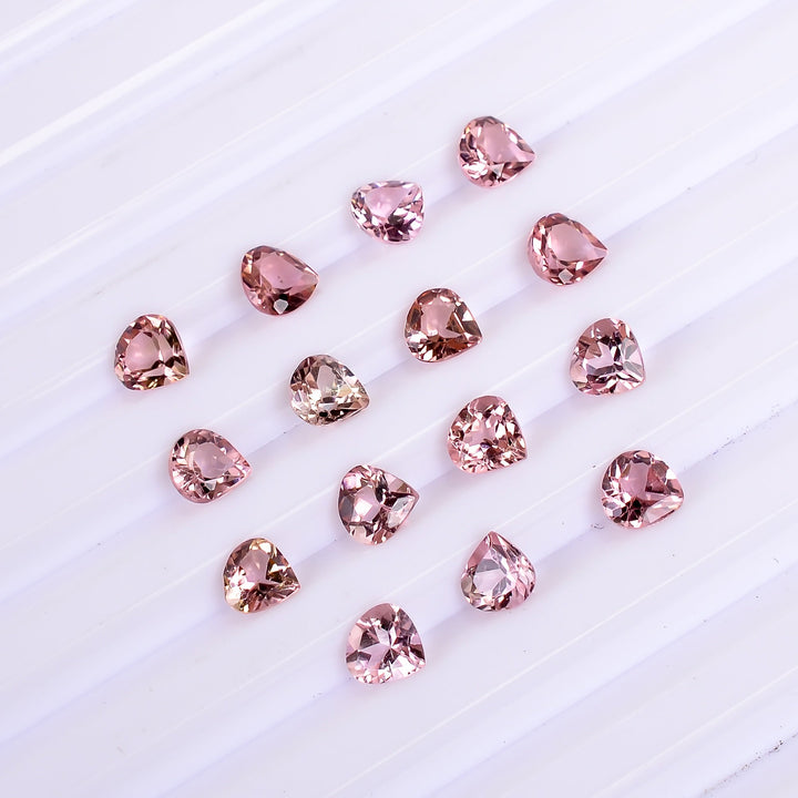 pink tourmaline heart shape cut stone natural loose gemstone 15 pcs