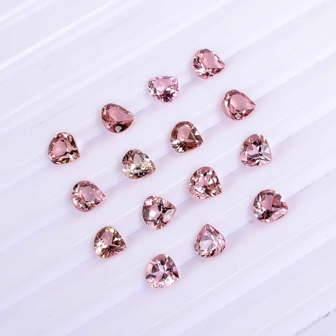 pink tourmaline heart shape cut stone natural loose gemstone 15 pcs