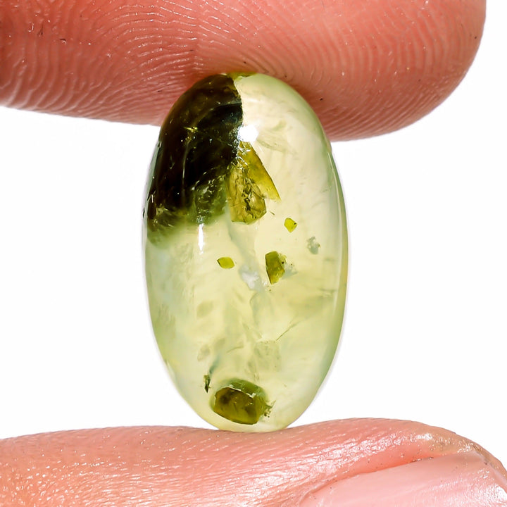 prehnite with epidote oval shape cabochon loose gemstone