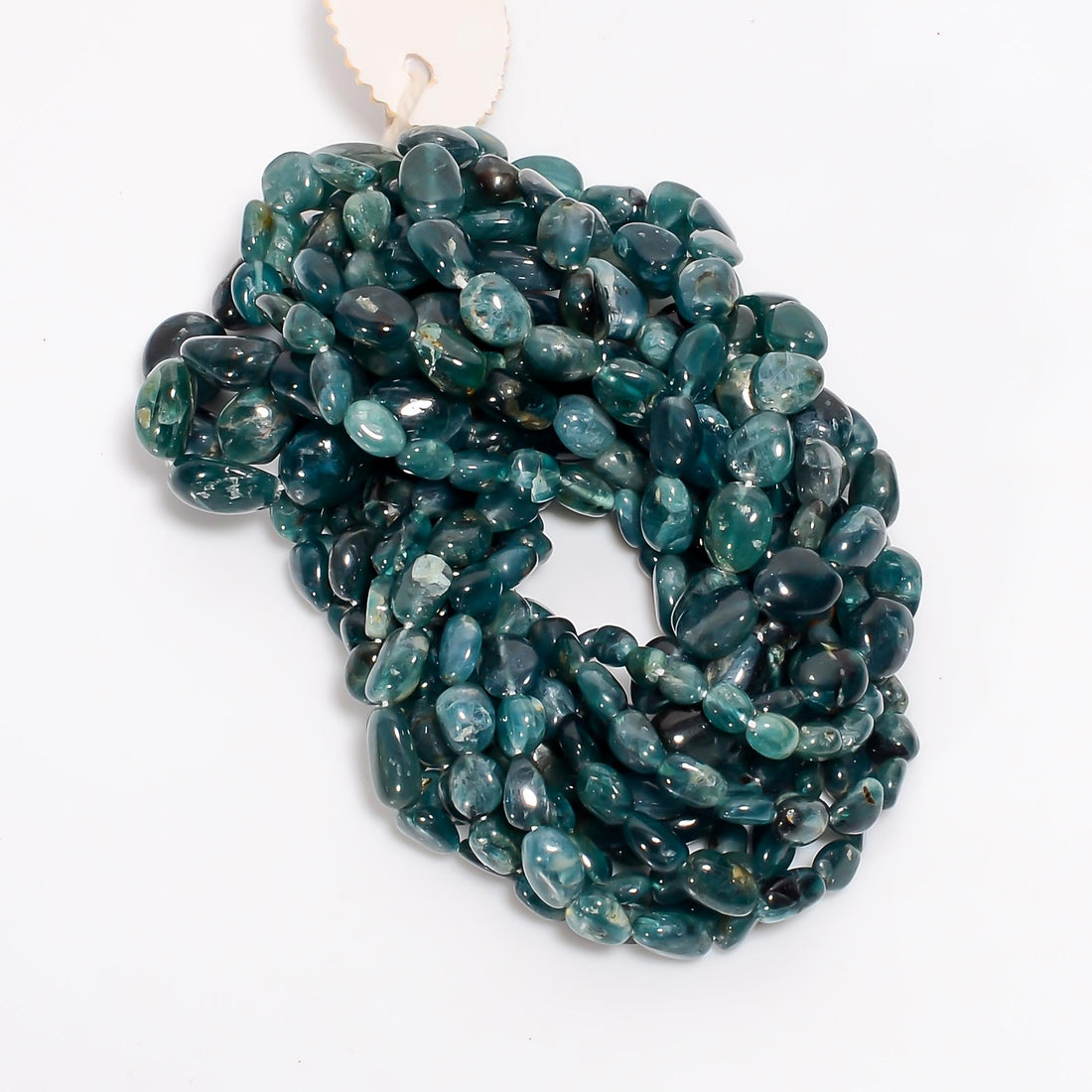 grandidierite natural gemstone tumbled shape smooth 6 lines strand 16 beads 5x4 12x10 mm 486 ct yn 533