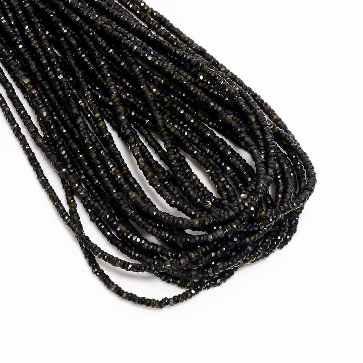 chrome tourmaline natural gemstone rondelle shape faceted 18 lines strand 18 beads 3x3x2 mm 849 ct yn 507