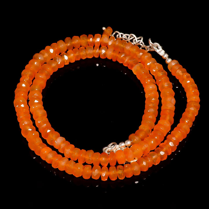 carnelian natural gemstone rondelle shape faceted beads necklace