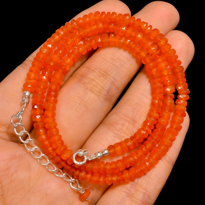 carnelian natural gemstone rondelle shape faceted beads necklace