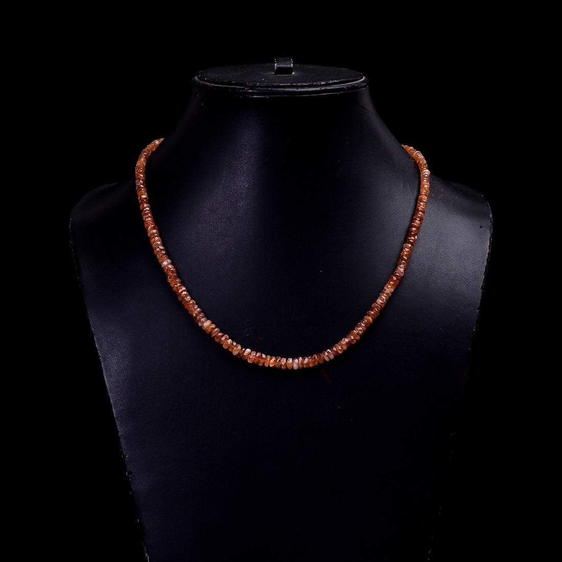 sunstone natural gemstone rondelle shape faceted beads necklace