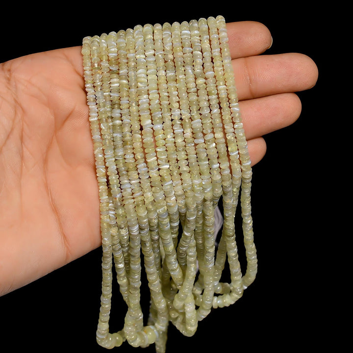 chrysoberyl cats eye natural gemstone rondelle shape smooth 9 lines strand 16 beads 2x2 7x7 mm 535 5 ct yn 531