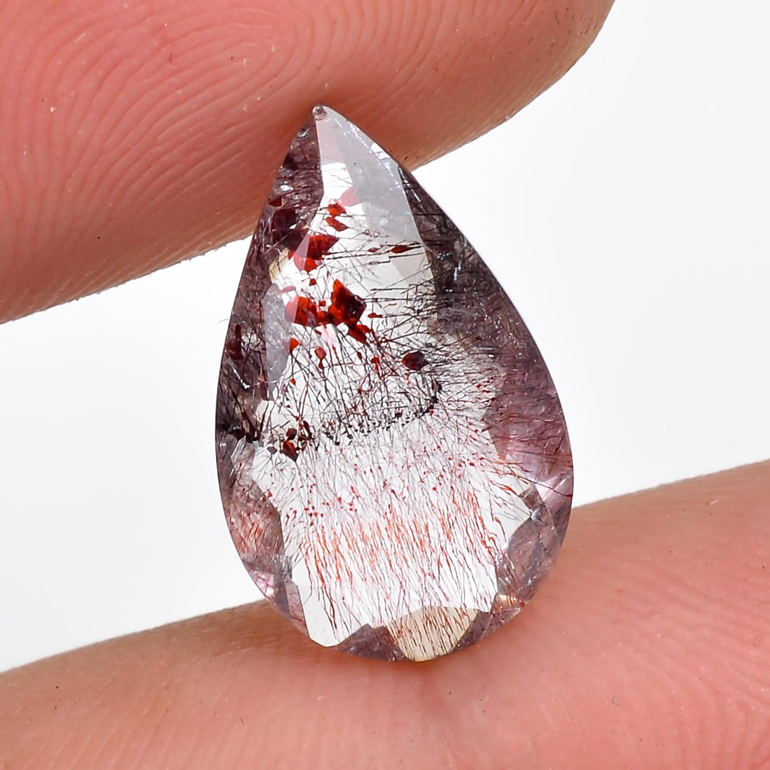 natural elestial quartz pear shape cut stone loose gemstone