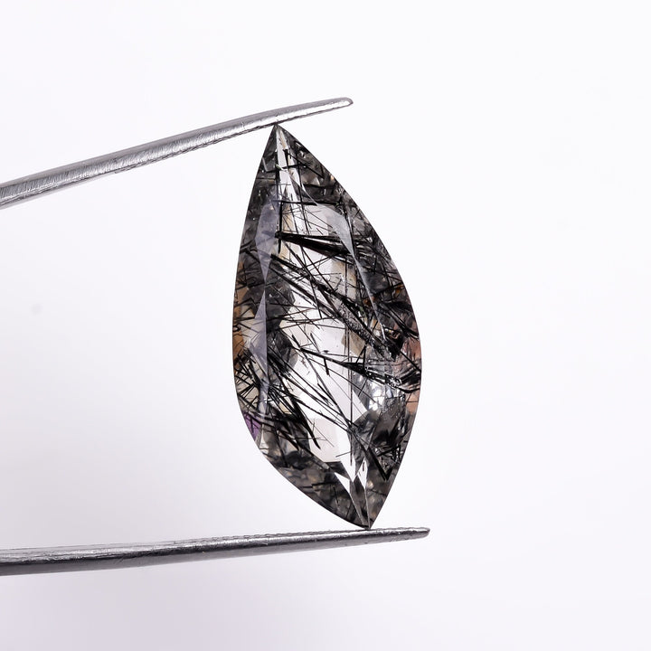 black rutile natural quartz fancy shape cut stone loose gemstone