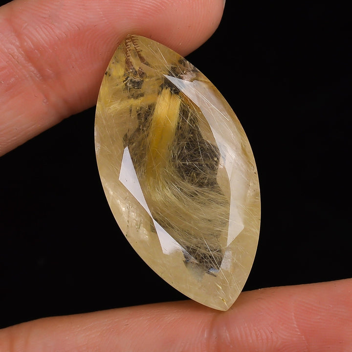 golden rutile quartz marquise shape cut stone natural loose gemstone
