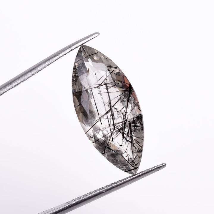 black rutile natural quartz marquise shape cut stone loose gemstone