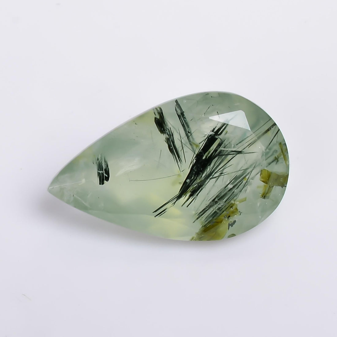 prehnite with epidote natural pear shape cut stone loose gemstone